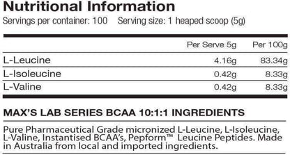 BCAA 10:1:1 Powder by Maxs (Lab Series)